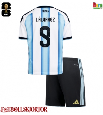 Argentina Julian Alvarez #9 Hemmakläder Barn VM 2026 Kortärmad (+ Korta byxor)